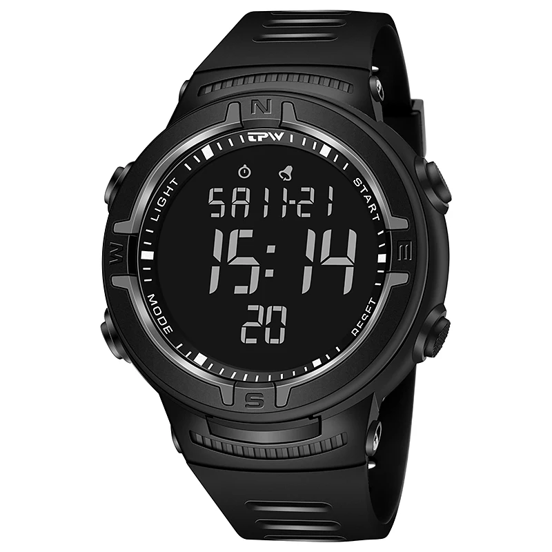 

LCD display digital men wrist watch big screen watch 3 atm waterproof