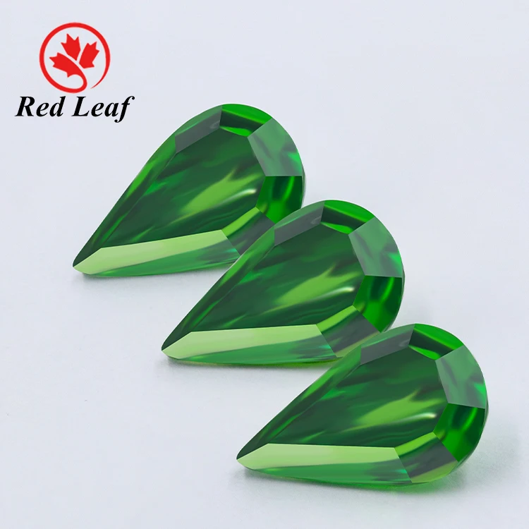 

Redleaf Jewelry New arrived Zircon Emerald color gemstones pear shape cubic zirconia stones