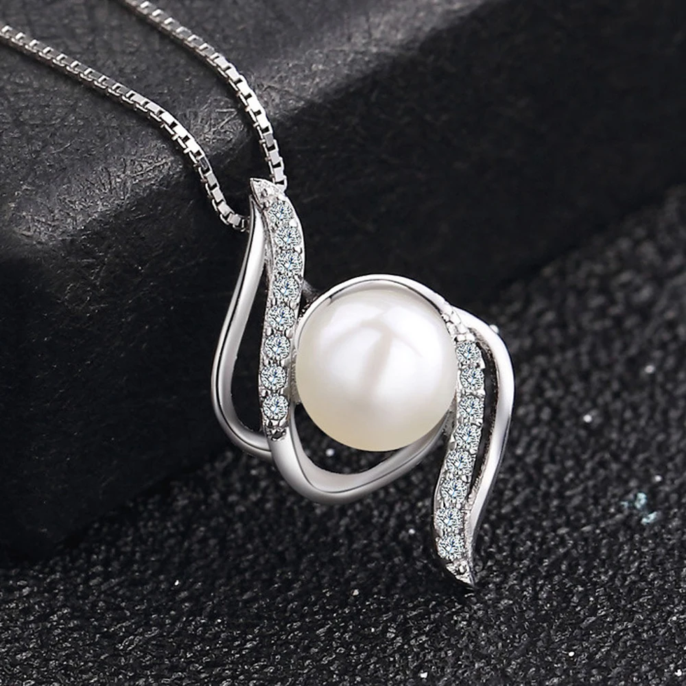 

Fine jewelry 100% 925 Sterling Silver Drilled Freshwater Pearl S925 Silver Clavicle Necklace