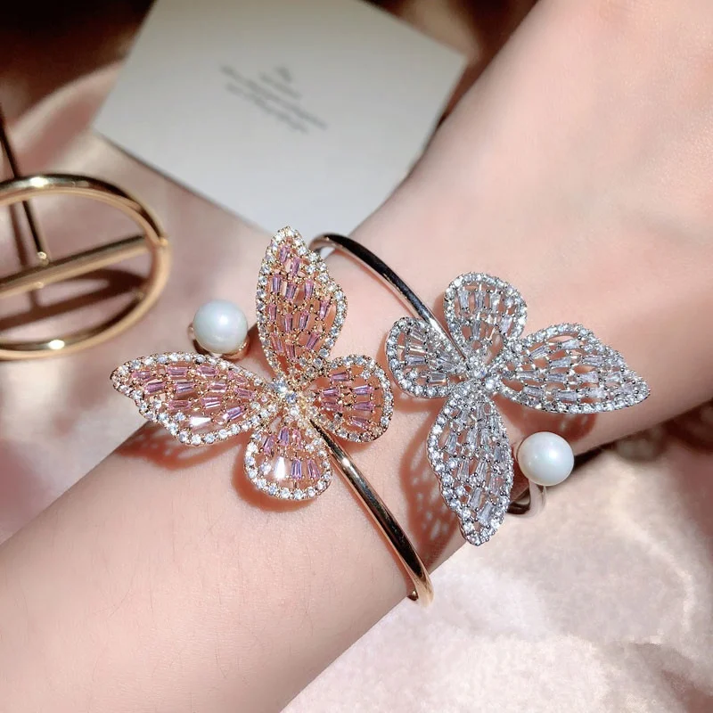 

Wholesale Cubic Zircon Jewelry Silver Plated Ladies Butterfly Bracelet Fashion Bracelet Cute Cheap Jewelry Saudi Gold Jewelry Br, Rose gold