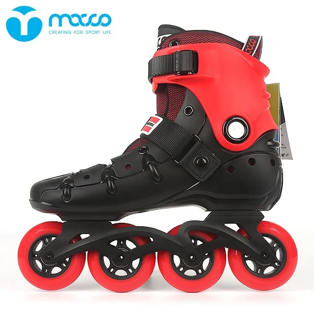 

macco adult adjustable inline roller skates roller skating lace protective equipment HRX black red