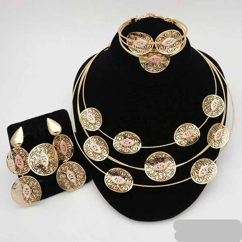 

18k gold plated african fashion high quality jewelry sets for women wedding party, As picture