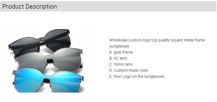 EUGENIA Wholesale custom logo top quality square metal frame new alloy sunglasses 2020