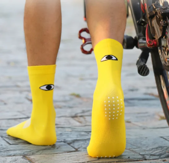 

non-slip socks for women men Breathable Cute Eye Pink Orange Colorful Men Running socks for athletic, Custom color