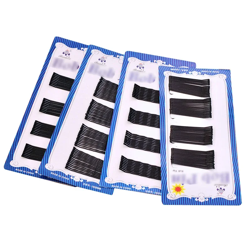 

Good price good qualityBlack one-word hairpin painted edge bangs hairpin headdress wave updo fixed U-shaped clip 10 cards, Black