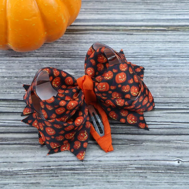 

Free Shipping Halloween BB Clip With Halloween Ribbon Hair Bow, Picture/custom