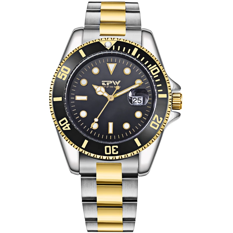 

Wholesale high quality Japan 2115 solid stainless steel strap build your logo men's watches quartz with auto date