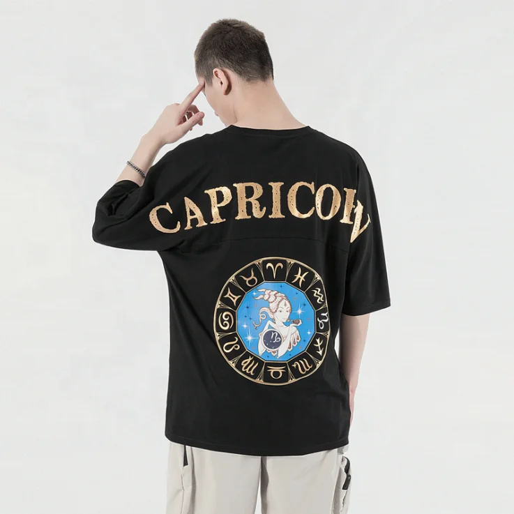 Constellation Print Cotton Material Tee Oversized T Shirt for Men