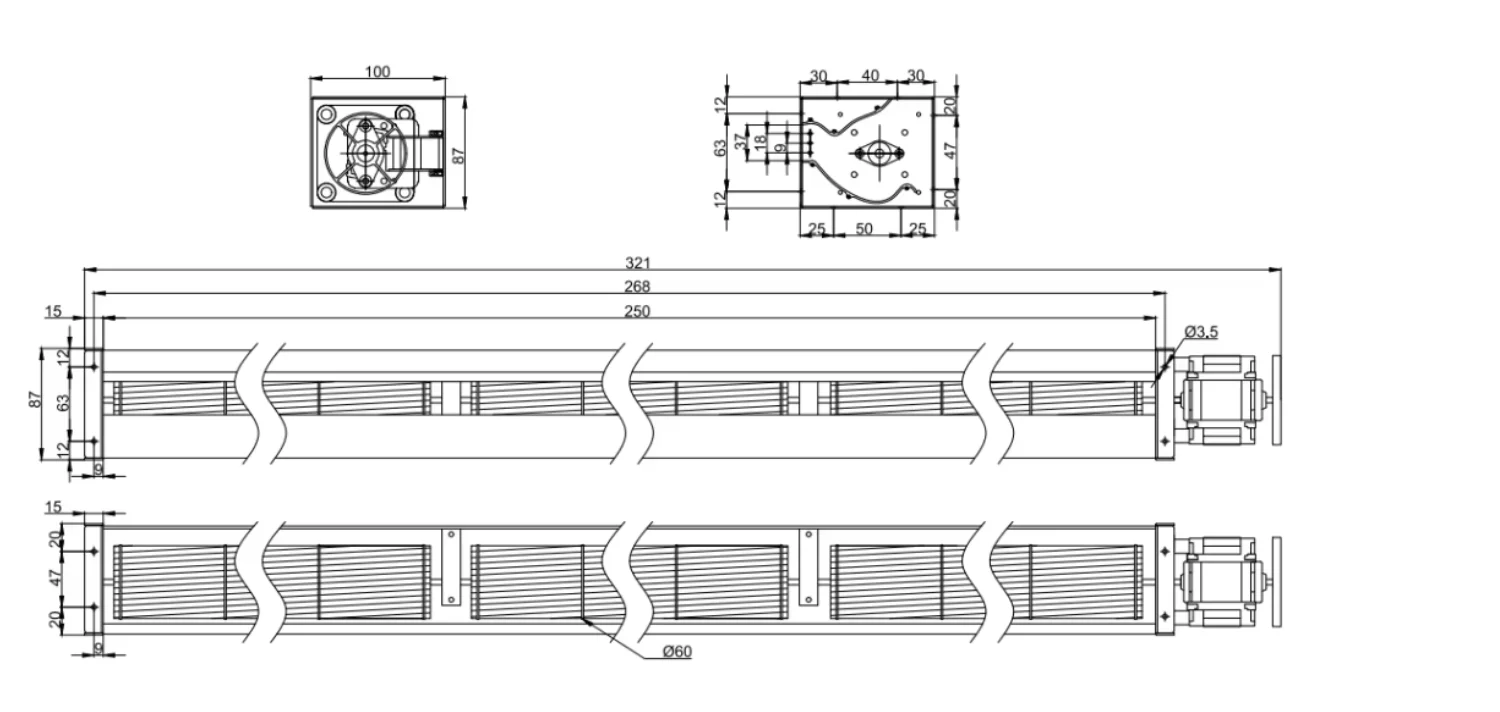 Cross Flow Fan, HVAC, 230V, Tangential, CFM/159 - detail 12