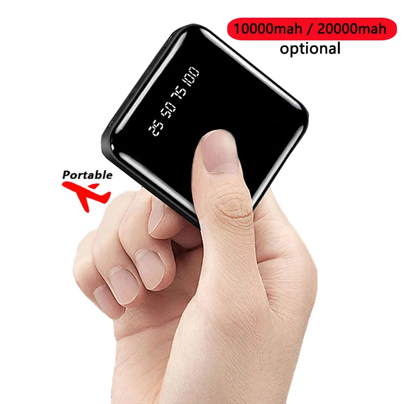 

Free Sample New Led Mini Power bank 10000mah Fast Charging Power Bank 20000mah Mobile Phone Charger Portable Power banks, Black