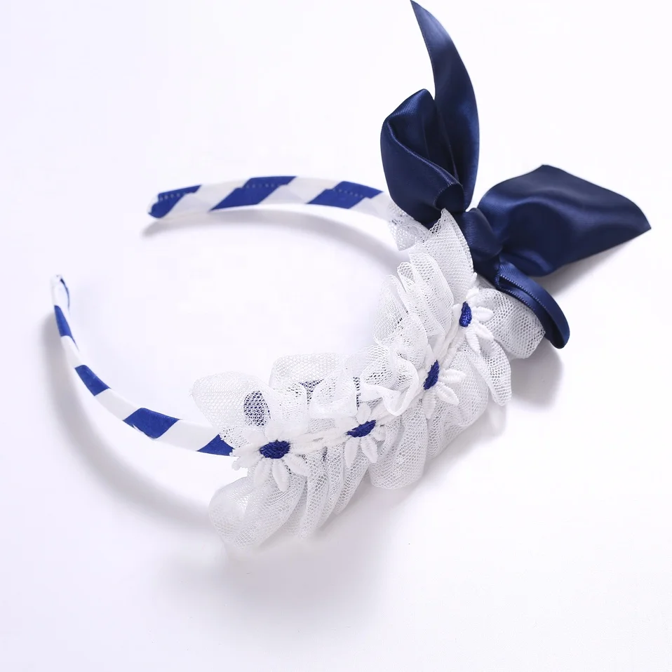 

Pettigirl Spring Headbands Stylish Headbands Lace Headband with Blue Bow