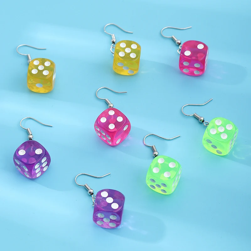 

Fashion Women Cartoon Earrings Girl Colorful Wholesale Dice Funny Earrings