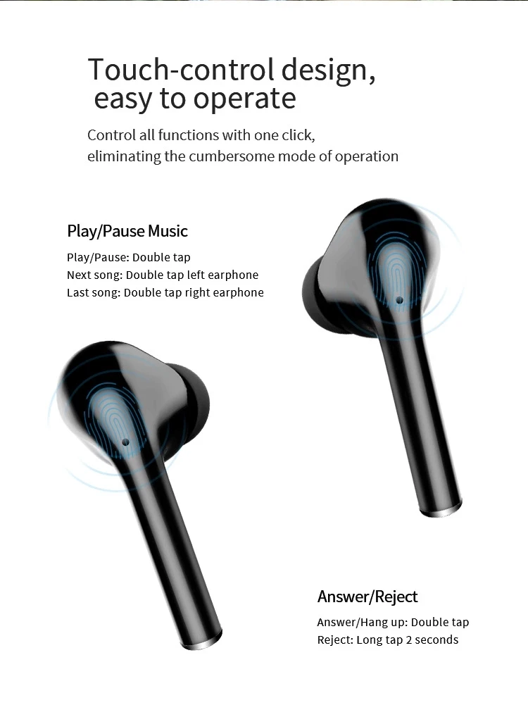 2019 Hot Selling TWS BT5.0 Auto Pairing Wireless Headphones M6S Handsfree Earphone Buit-In Touch Control
