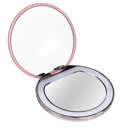 

led light 1x/3x Magnifying Illuminated magic portable vanity Mirror mini Compact hand Pocket makeup Mirror, White,black,pink