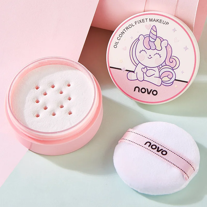 

NOVO animal face setting powder long lasting oil control waterproof eye lip makeup hair shape loose setting powder with sponge