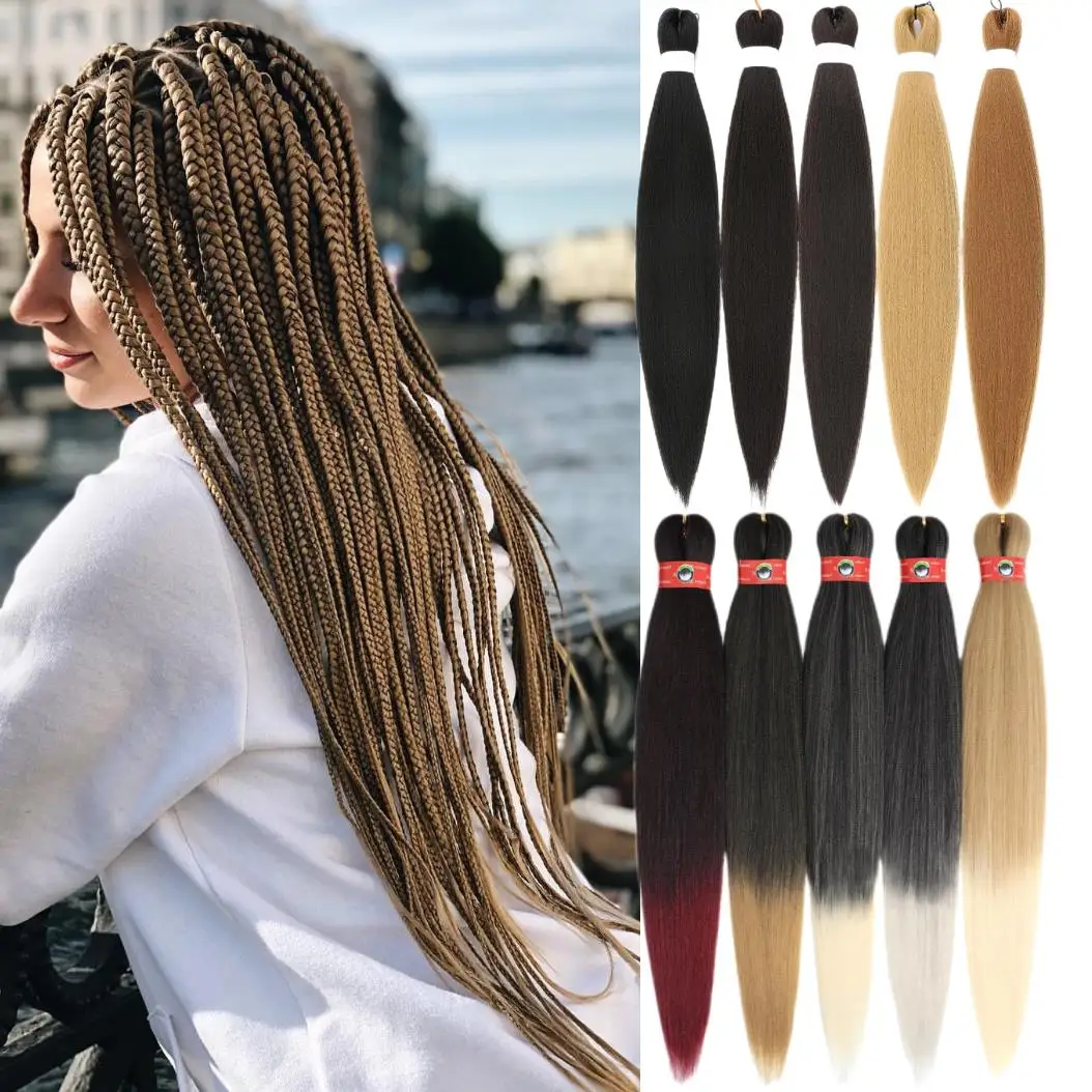 

Wholesale Crochet Pre Stretch Easy 56 Inch 95g Synthetic Pre-Stretched Hollywood Yaki Braiding Hair Extensions