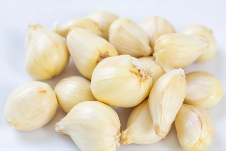 Visual comparison of 3 garlic cloves next to 1.5 teaspoons of minced garlic