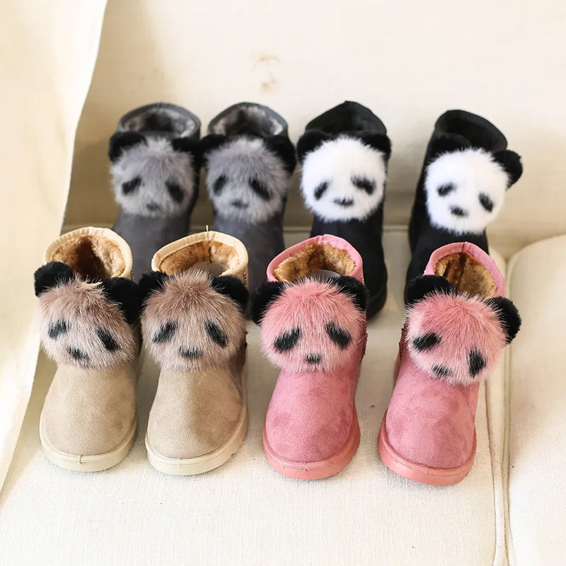 

2021 Winter hot sale fur moccasin for lady slip on platform snow boots fancy cute panda flat shoes casual fashion botas, 4 colors as picture