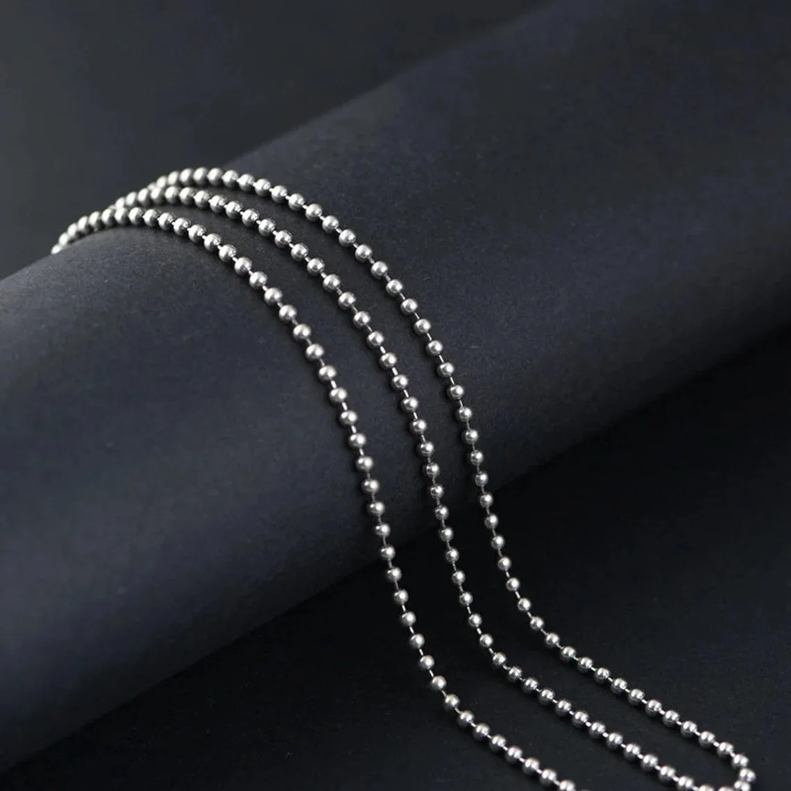 1mm-6mm Italy Jewelry Lantern Ball Chain Flat Bead Chain Bulk S925 Sterling Silver Oval Rice Bead Chain for DIY Jewelry Making