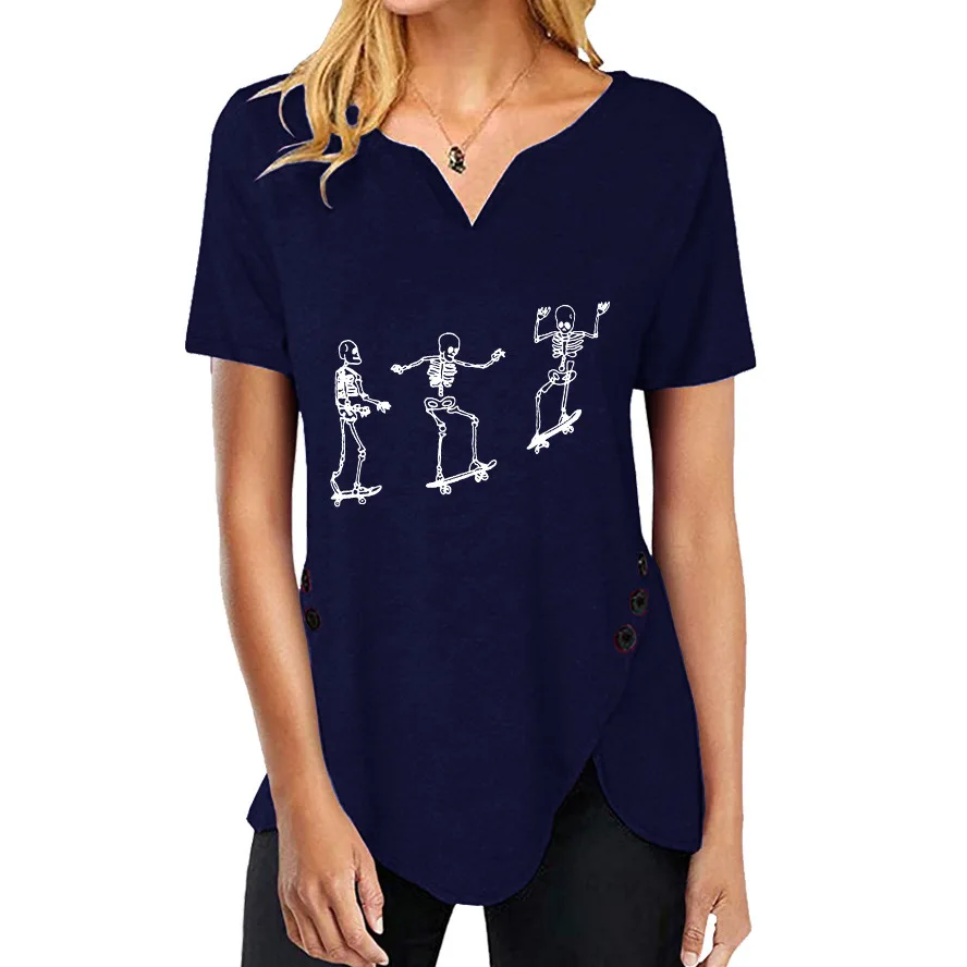 

Women street wear ice skating print loose T shirt women long T shirt, Customized colors