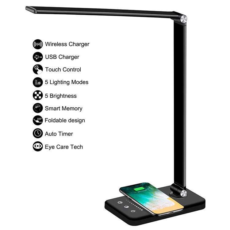 

50% OFF Morden eye protection desk lamp wireless charger LED desk lamps for hotels