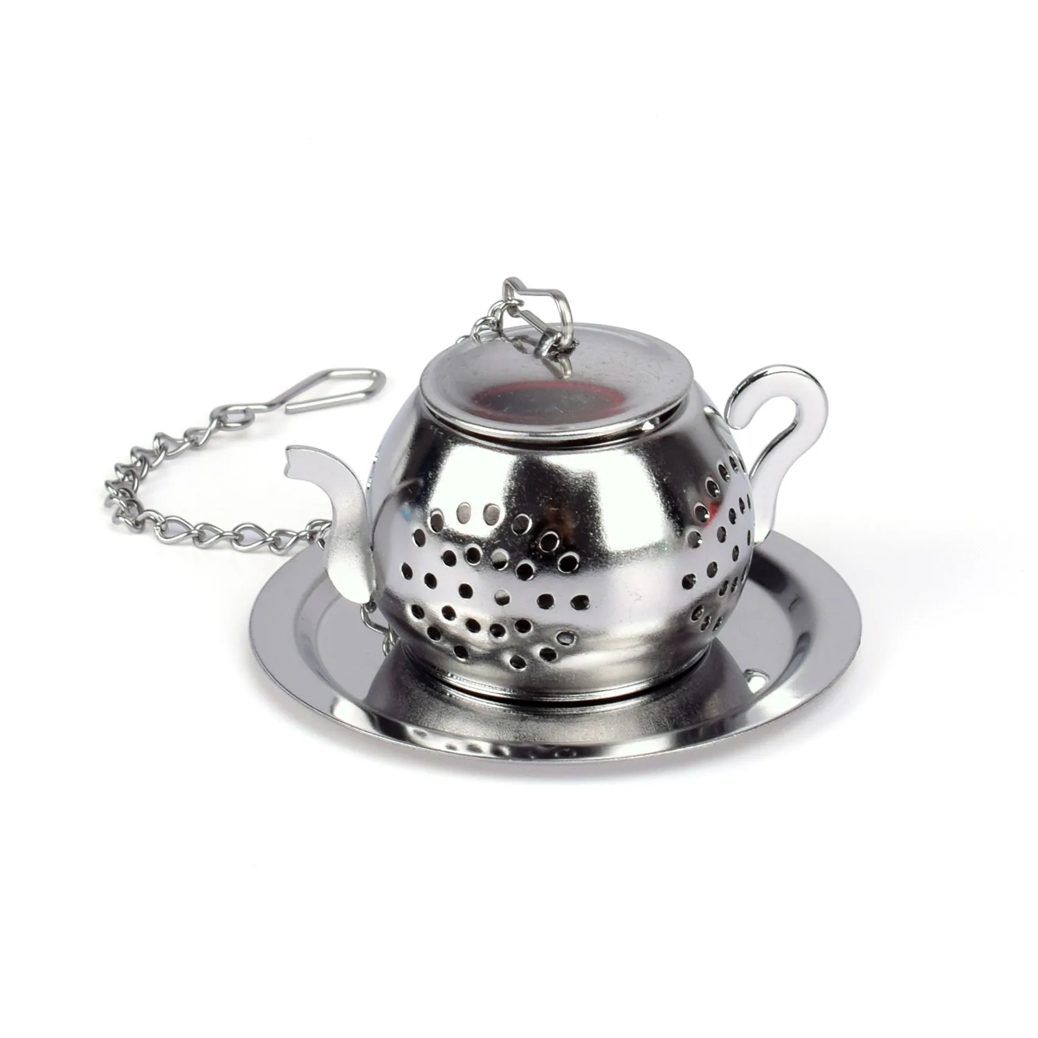 

Factory Wholesale Stainless Steel Silver Teapot Shaped Infuser with Chain