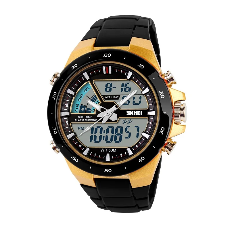 

skmei 1016 man japan digital movement dual time waterproof plastic watch, Mix