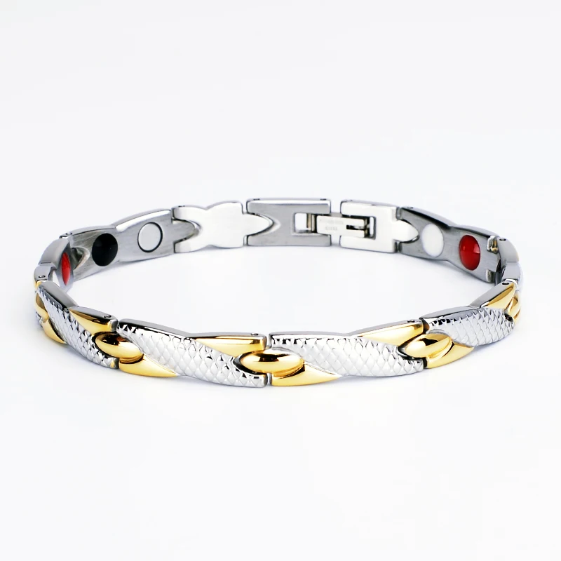 

316 stainless steel bracelet custom couple magnetic energy bracelet with 4 in 1 health beads, Different color as pictures
