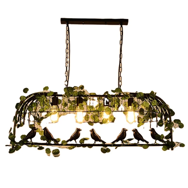 Restaurant dining room decorative bird cage pendant light black iron loft retro hanging lamp industrial vintage plant chandelier