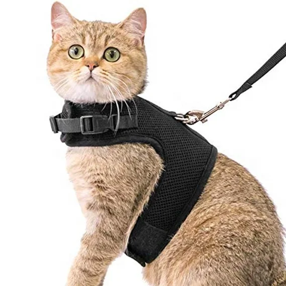 

Adjustable air mesh cat harness 4 color fashion style cat vest, Pink/black gray/grenn/black