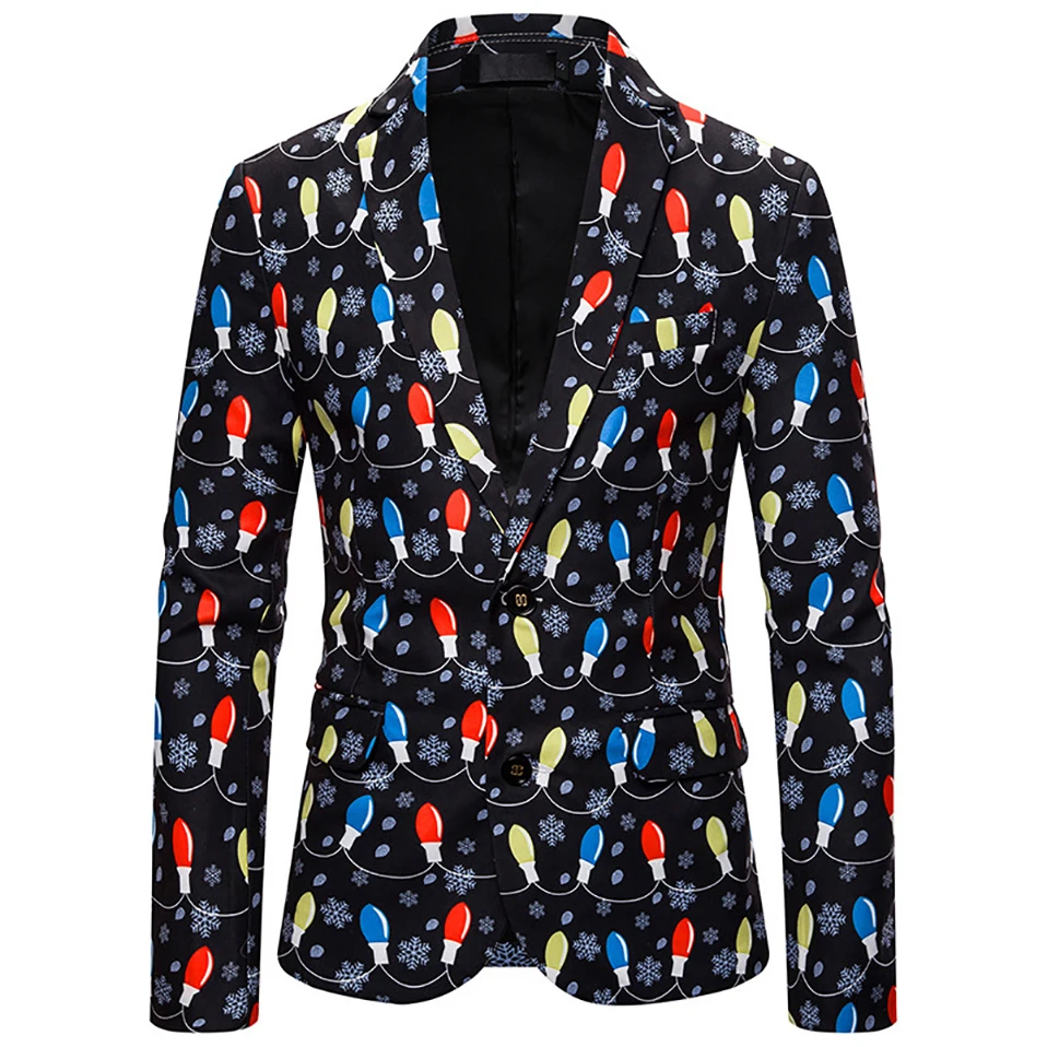 Christmas Modern Suits for Men Fashion Flower Boy Suits with Printings Black Wedding Men's Suits 605059026959