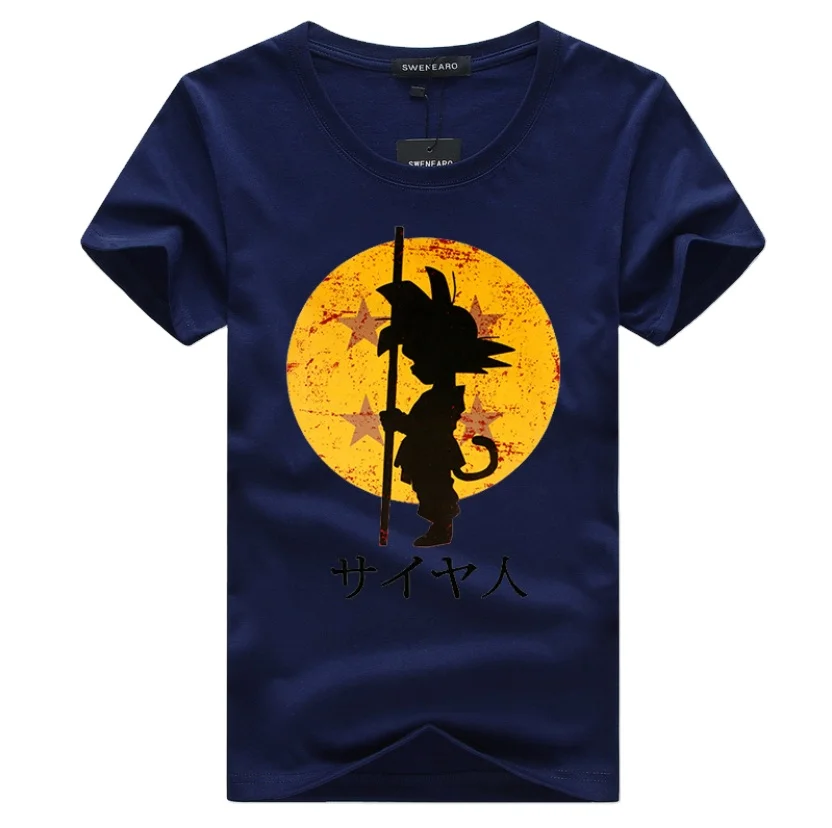 

navy Korean cartoon short sleeve cotton t shirt for men