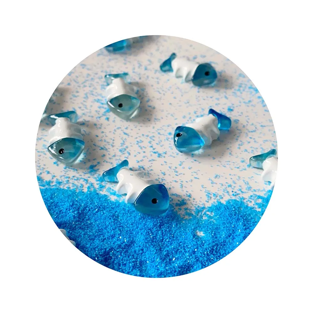 100Pcs Kawaii Fish Bone Blue Resin Fishbone Resin Flatback Crafts DIY Handmade Jewelry Girl Earrings Necklace Keychain Charms