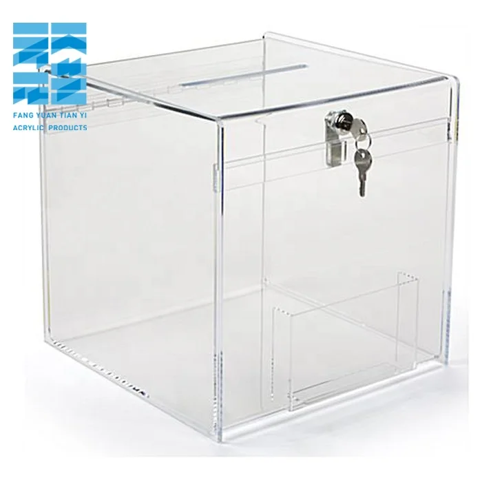 

Wholesale Customized Size Acrylic Wishing Well Charity Donation Box
