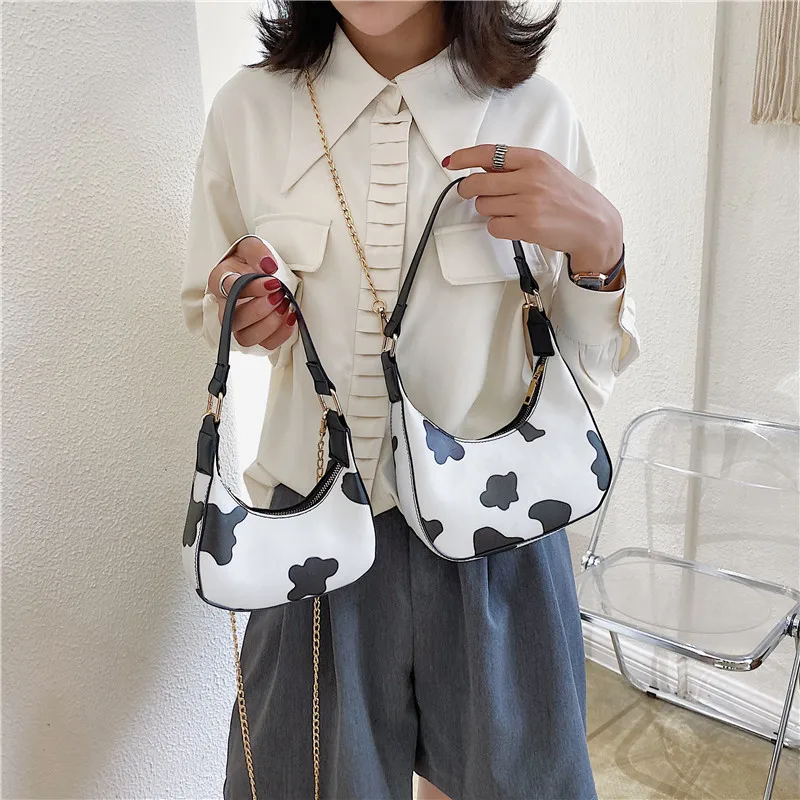 

Hot sell women underarm bag 2021 new arrivals single chain lady crossbody bag shoulder fashion bag two sizes cow print handbag, Cows