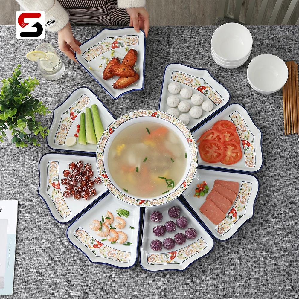 

Big serving dish restaurant Ceramic Party Platters Dishes Japanese Dinnerware Plates Set Dinner plate set for 8 persons