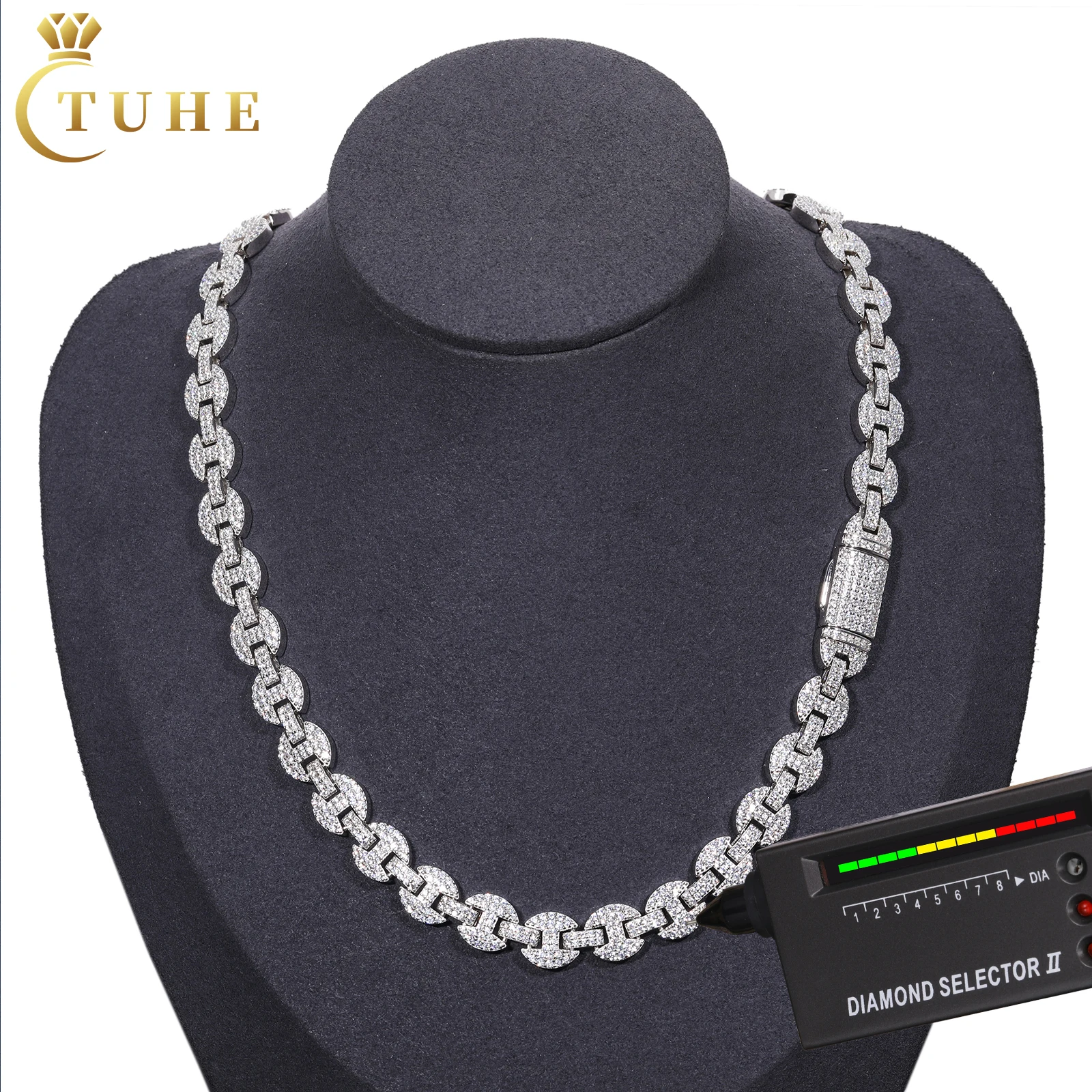 

Fashion 6mm 8mm 10mm Moissanite Guci Link Chain 925 Sterling Silver VVS Mossanite Iced Out Hiphop Jewelry Cuban Necklace For Men