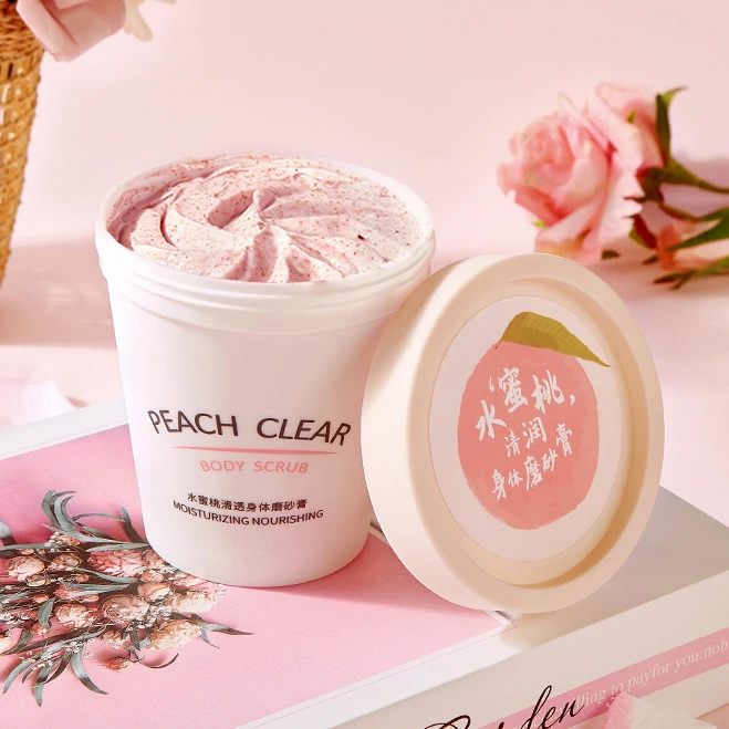 

Private Label Deep Cleansing Exfoliating Whitening Body Care Pink Peach Body Scrub