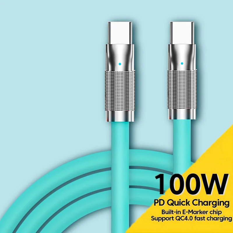 

Soft Silicone Materials 60W To 100W 6A Super Fast Charge Type C Cable Fast Charging Usb C To C Cable