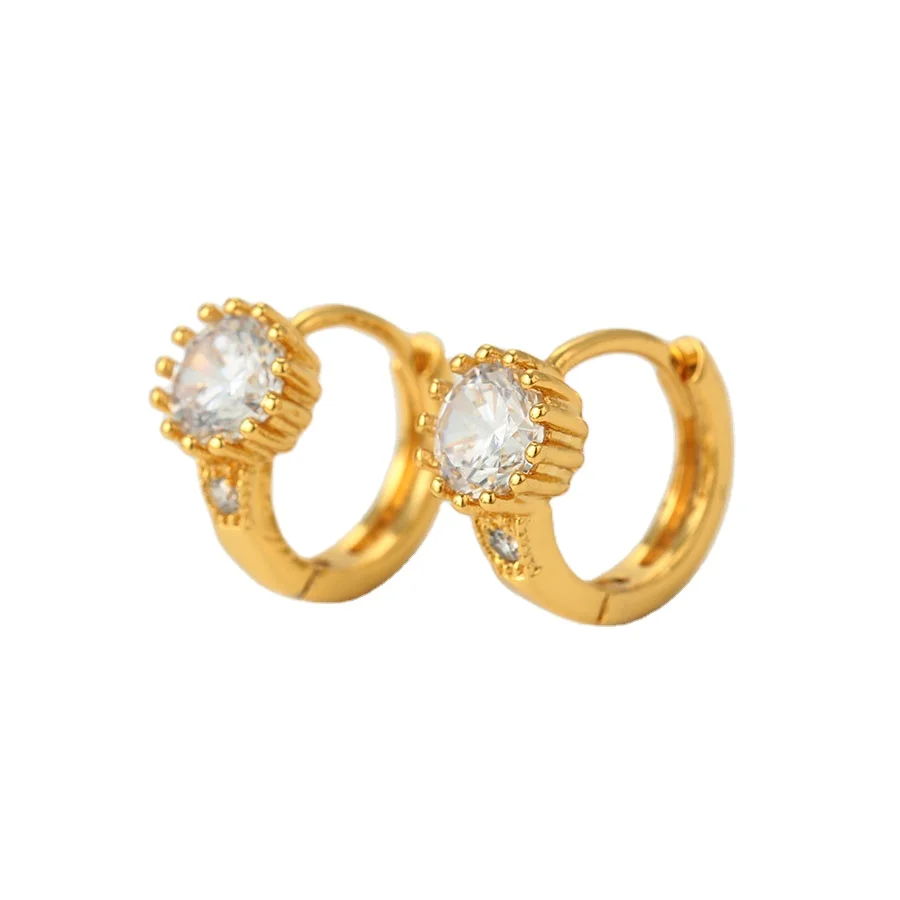 

96087 xuping manufacturer charming hoop shaped unique earrings with 24k gold plated setting cubic zircon