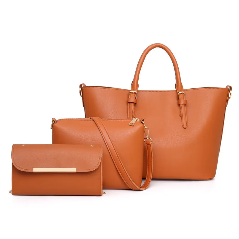 

Wholesale custom ladies 3-piece large capacity PU leather vintage handbag sets