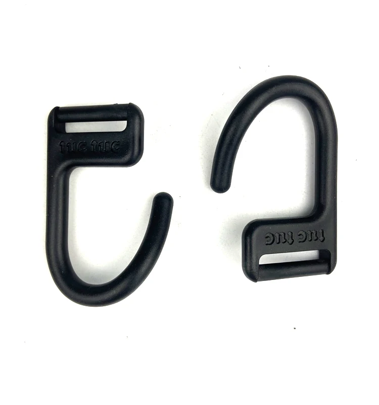 

Manufactory Wholesale Black Plastic Durable Release Hook for Backpack POM Small Plastic Flat Hook for Bag Tent J Hook, Customized