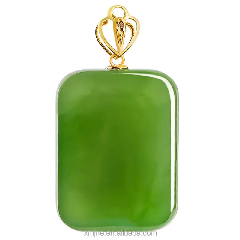 

Certified Grade A Spinach Green And Tian Jade Green Jade Lucky Pendant 18K Gold Natural Jade Pendant Necklace For Men And Women