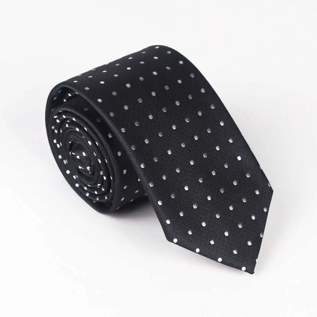 批发100% 涤纶编织圆点领带优质脖子领带男士