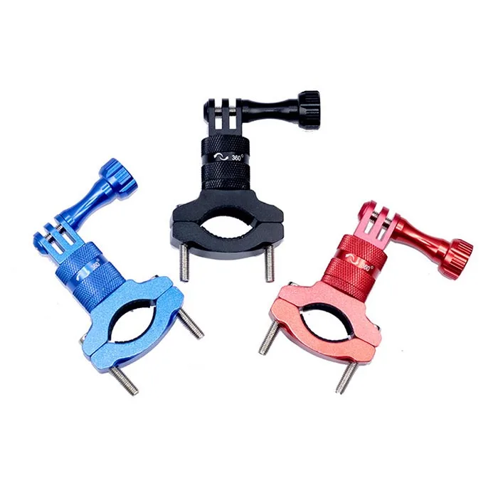 

Aluminum 360 Degree Rotation Bicycle Handlebar Mount Holder Clamp Bracket For GoPro Hero 5 Session 5 4 Action Camera, Black, red, blue