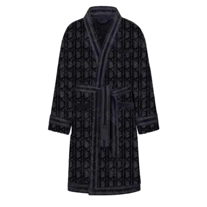 

4 Colors Deisnger Letter Jacquard Solid Color Home Bathrobe Couple Sleepwear