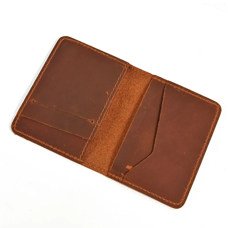 

New Leather Wallet Men Card Holder Vintage Women Crazy Horse Leather Short Wallet For Card Cowhide Sling Pocket Purse Card Case