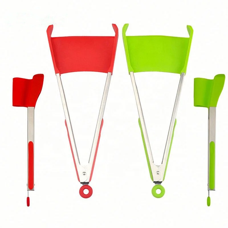 

Kitchen Clip Cool Lock 2 In 1 Kitchen Cook Spatula Tongs Heat Resistant Silicone Food Clip Clever Tongs, Customized color