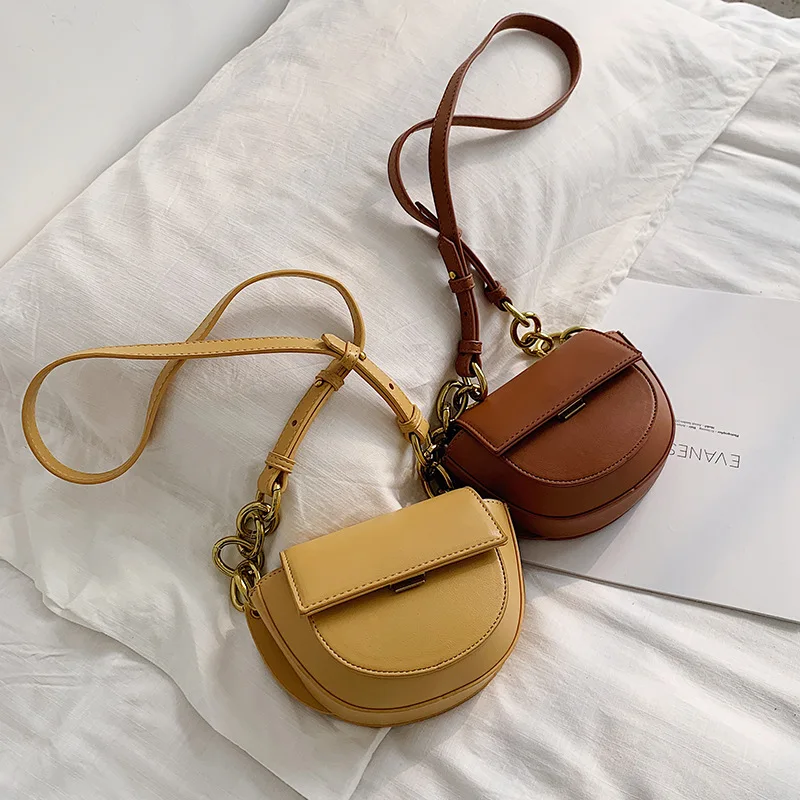 

Vintage Half Moon Designer Crossbody Bags 2020 Handbags Female Small Saddle Bag Leather Shoulder Luxury Women Bags