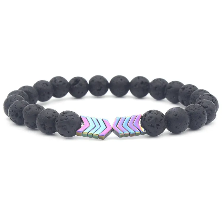 

Hot-Selling Jewelry Colorful Electroplating Processing Magnetite Bracelet Lava Bracelet, Picture shows